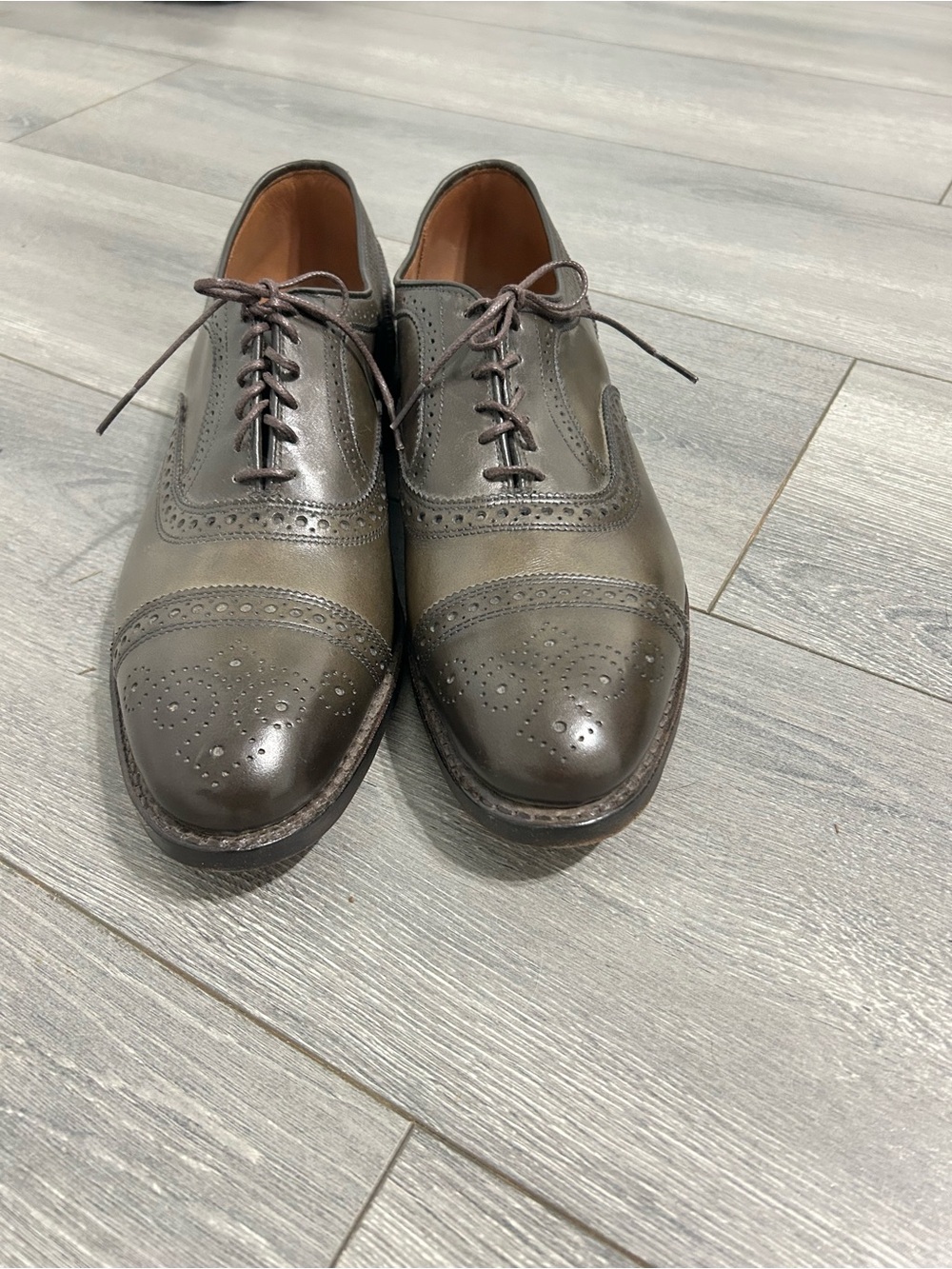 Classic Allen Edmund Men's Wingtip Oxford Dress Shoes - Olive